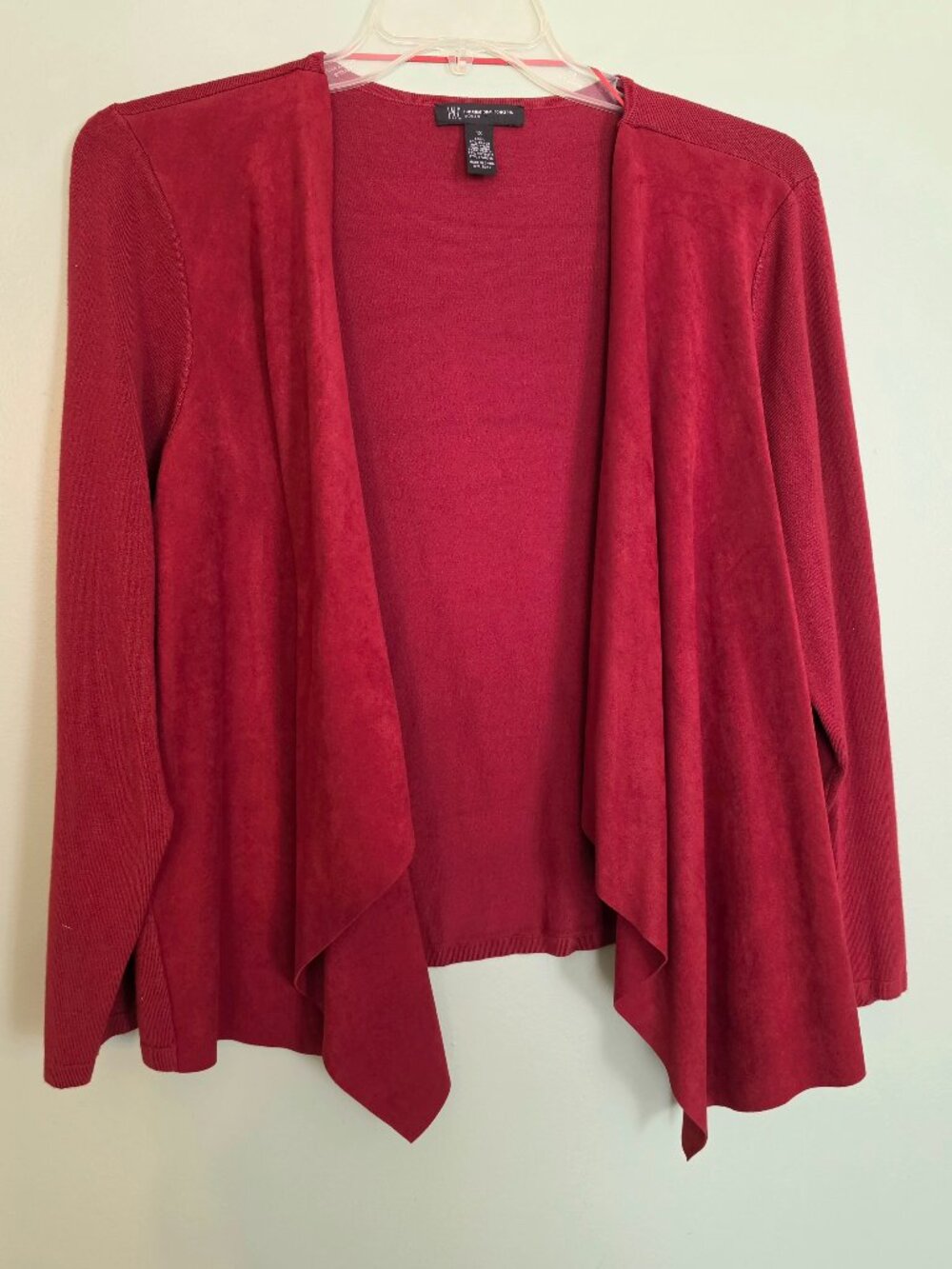 INC Open-front waterfall cardigan in burnt orange / dark red  1X